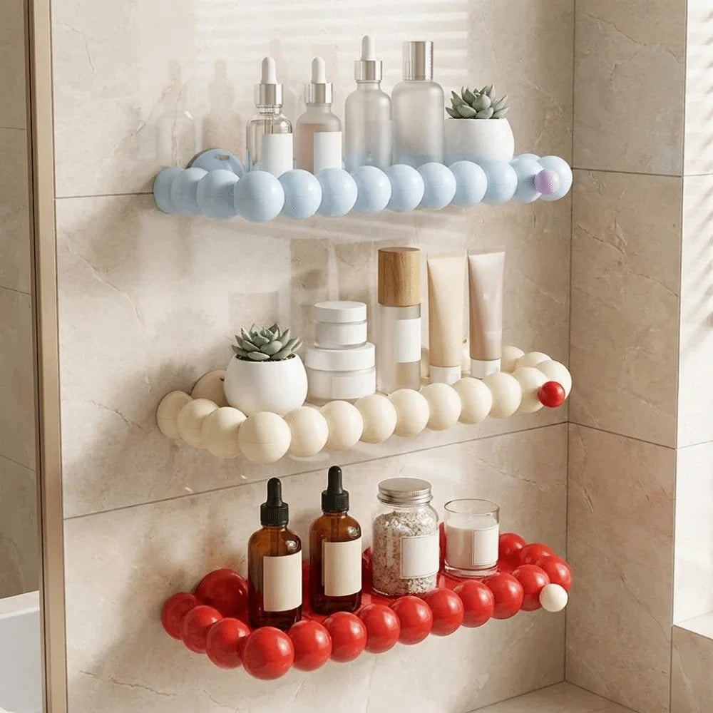 Wall-Mounted Suction Cup Cosmetics Storage Rack – No Drill