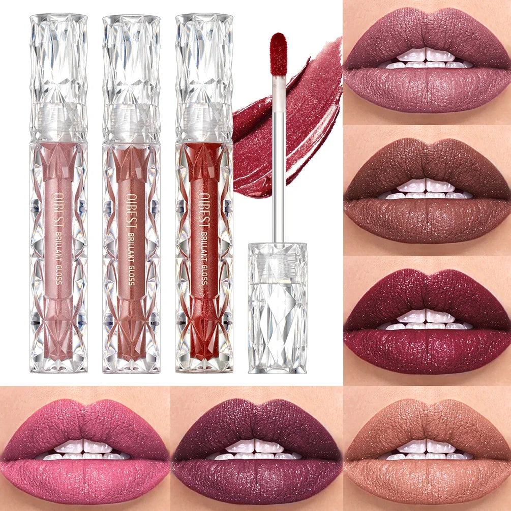 QIBEST Diamond Glitter Lip Gloss – Shimmer Matte Liquid Lipstick