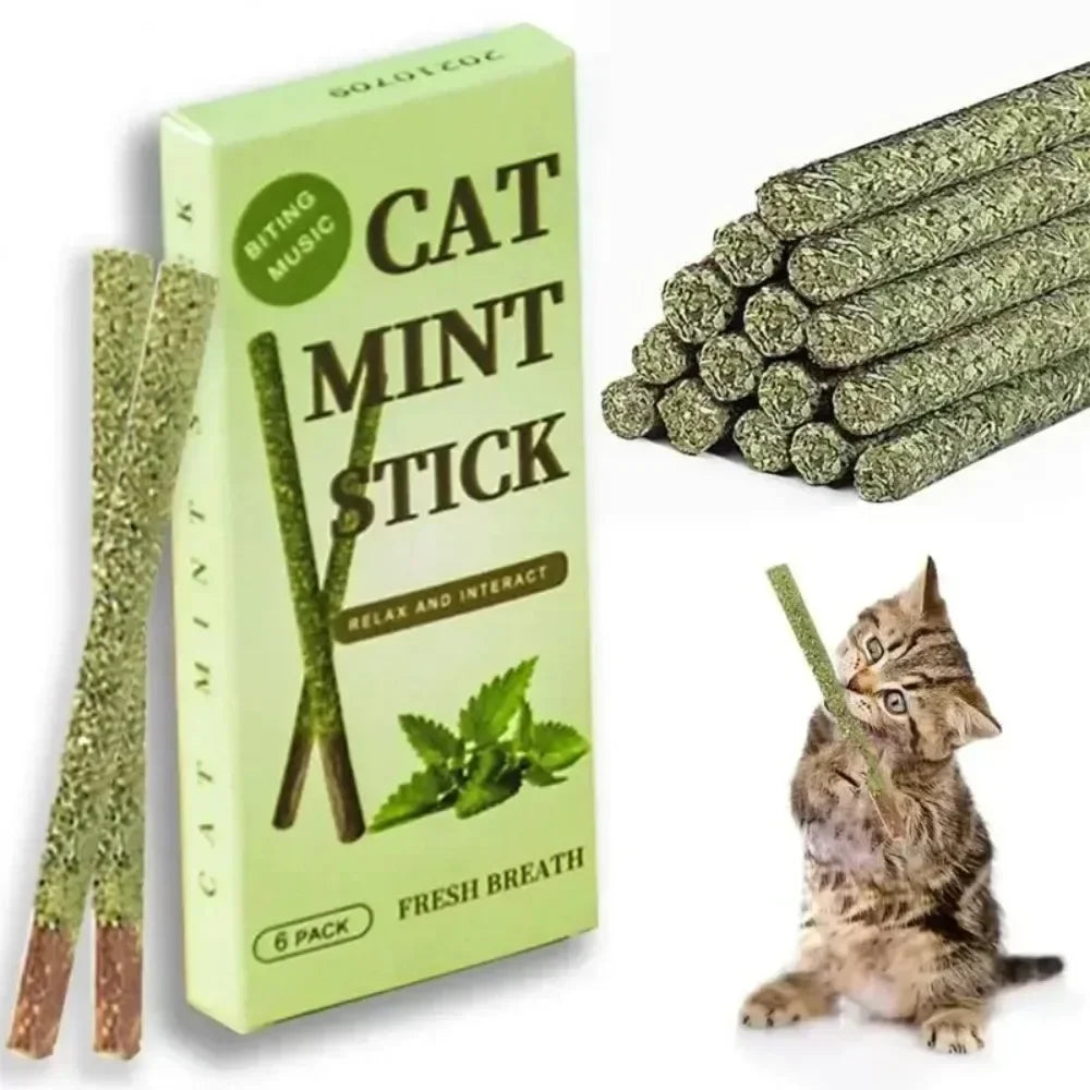 6-Pack Natural Silvervine Matatabi Cat Chew Sticks & Toys