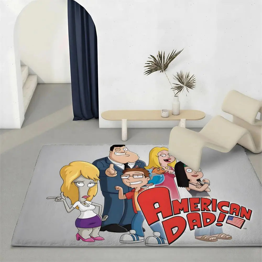 American Dad Cartoon Flannel Floor Mat – Non-Slip Indoor Rug