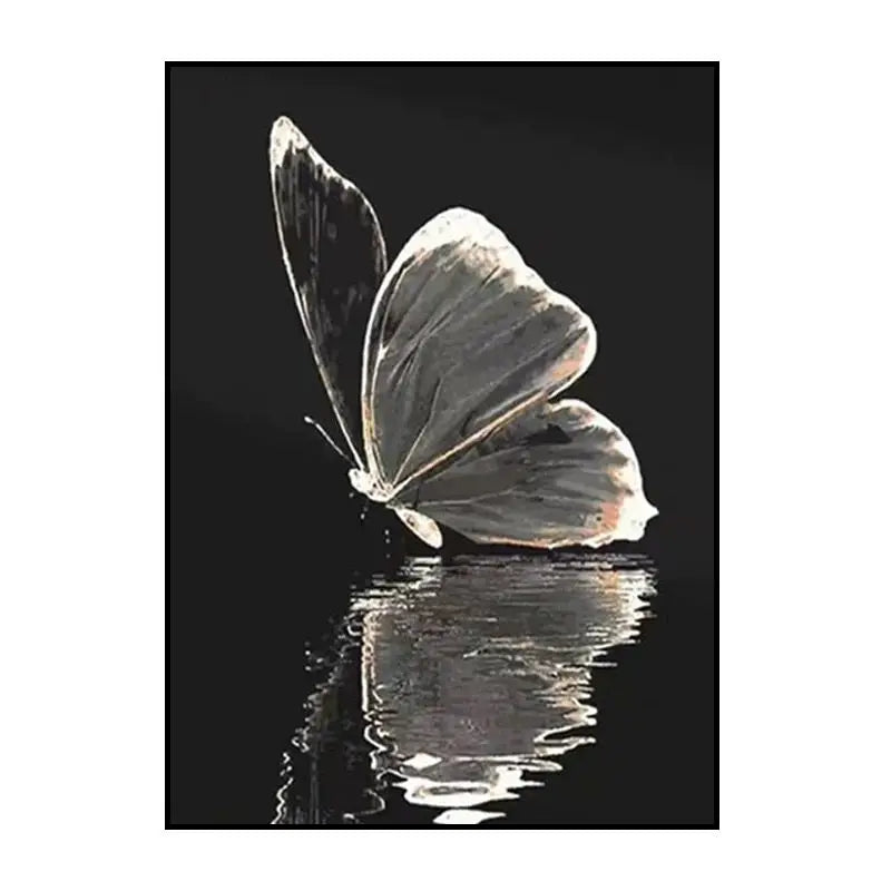 White Butterfly Hand-Painted Oil Painting on Canvas Wall Art
