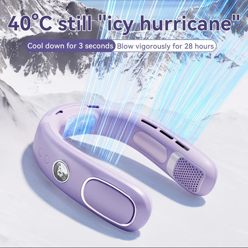 Bladeless Neck Fan 2026 – Portable Wearable Cooler Digital Display