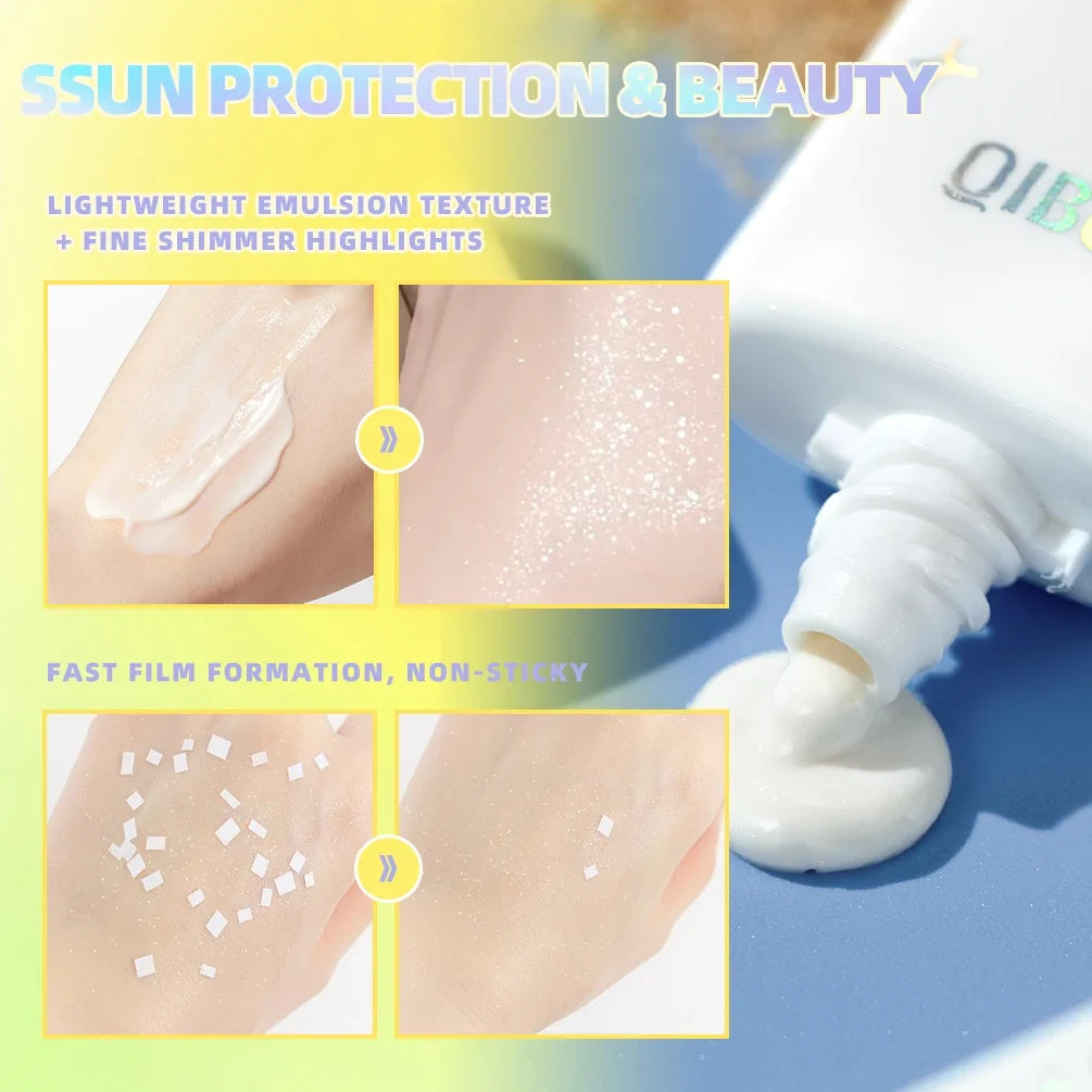 QiBest Glitter Sunscreen Cream – Brightening SPF Concealer 28g