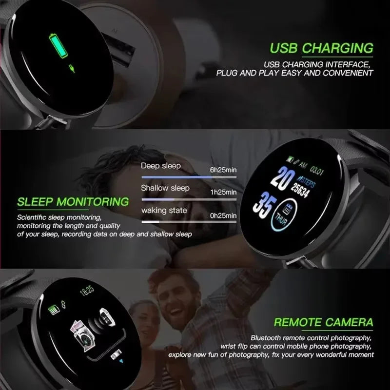 D18 Smart Fitness Bracelet – Heart Rate, Sleep & Call Alerts