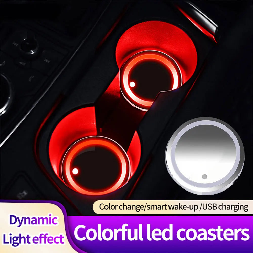 7-Color LED Car Cup Holder Coaster | Breathing Neon Light