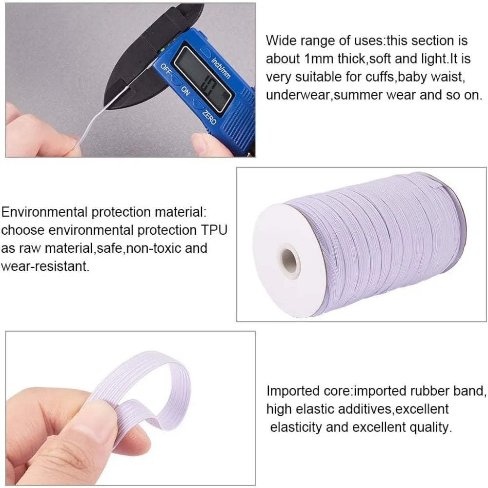 100 Yards 2/5" Braided Flat Elastic Band – Sewing & Headbands