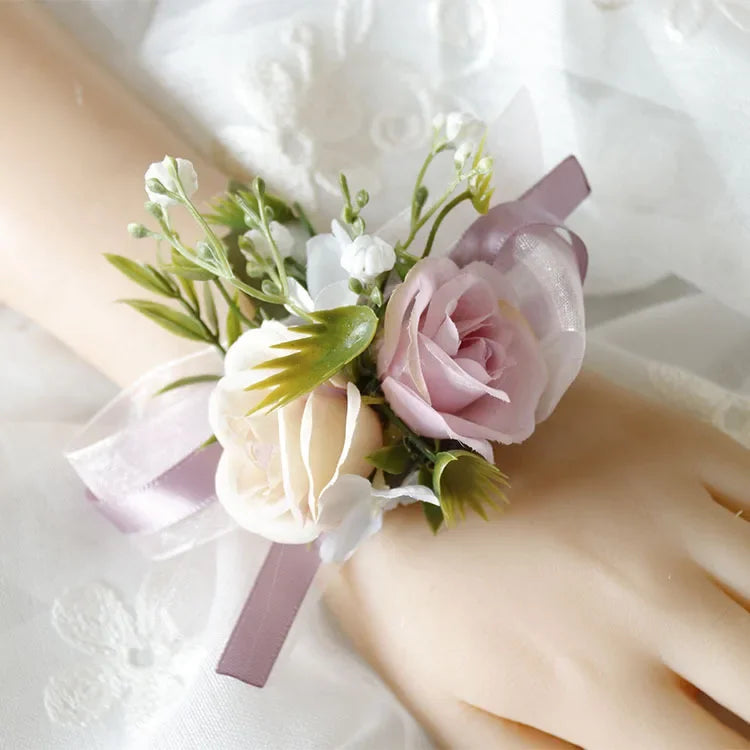 Meldel Corsage Men Wedding Rustic Boutonniere White Bridal Wrist