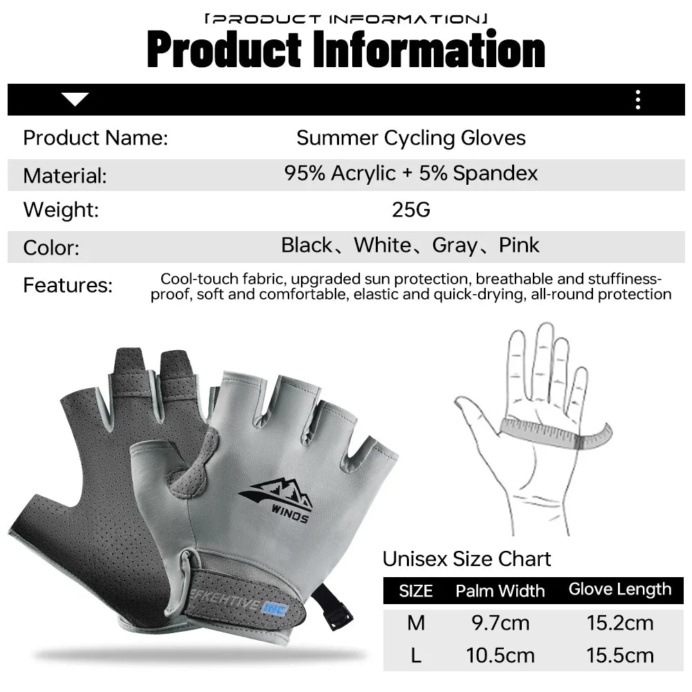 Fingerless Cycling Gloves – UV Protection, Breathable MTB & Road