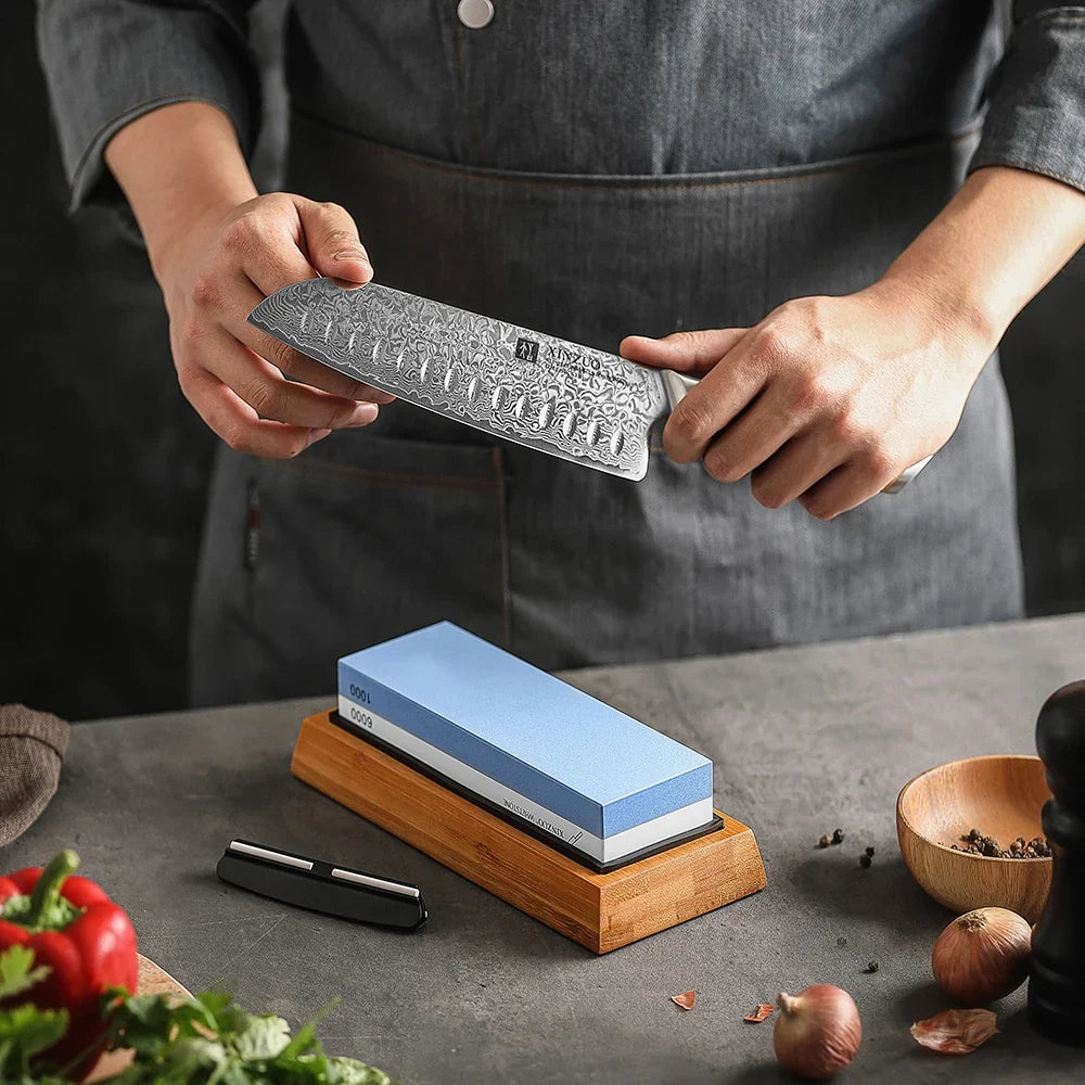 XINZUO 1000/6000 Grit Whetstone Knife Sharpener + Angle Guide