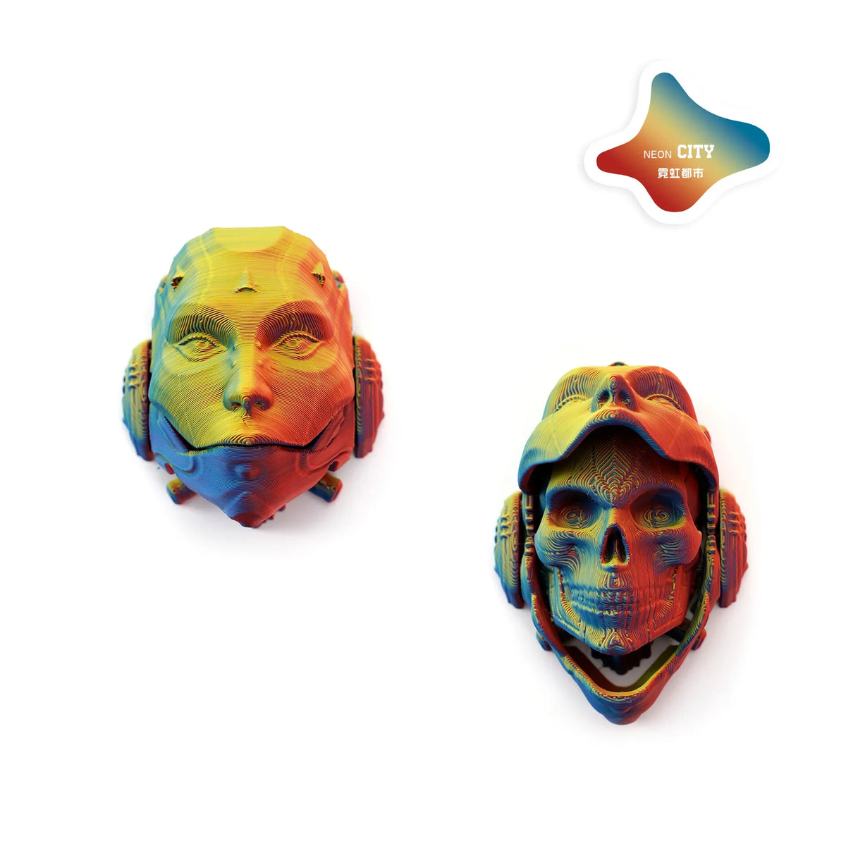 3D Printed Machined Mask Skull Flip Keychain Creative Bag Pendant Car
