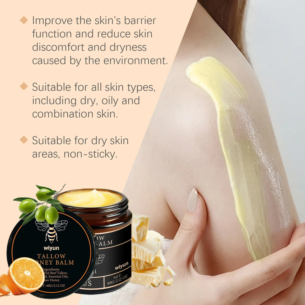 WIYUN Tallow Honey Cream – Brightening Face & Body Moisturizer
