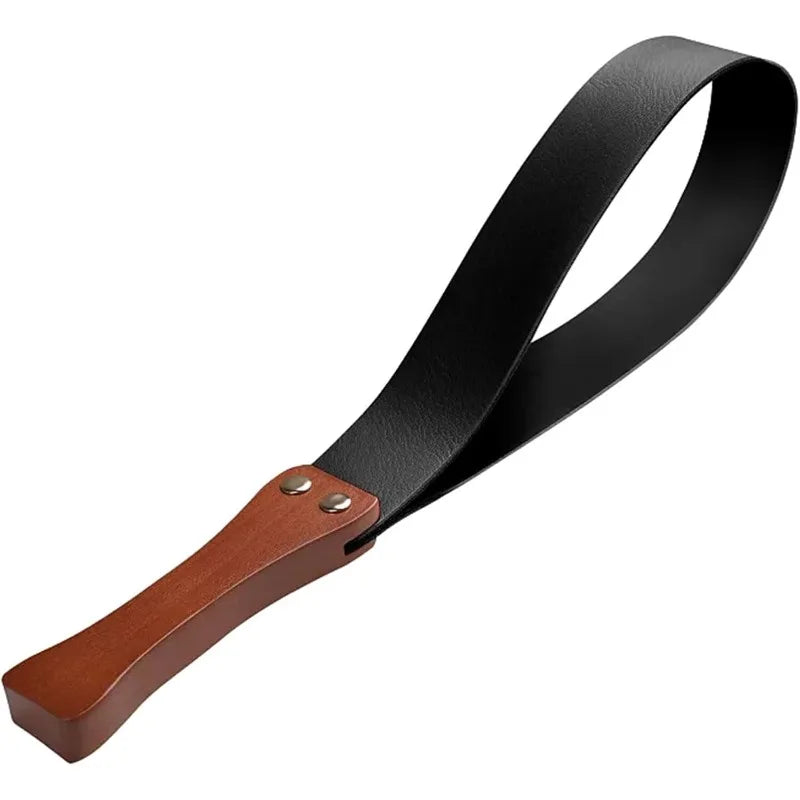 19" Leather Riding Crop – Anti-Slip Wooden Handle | Horse Whip