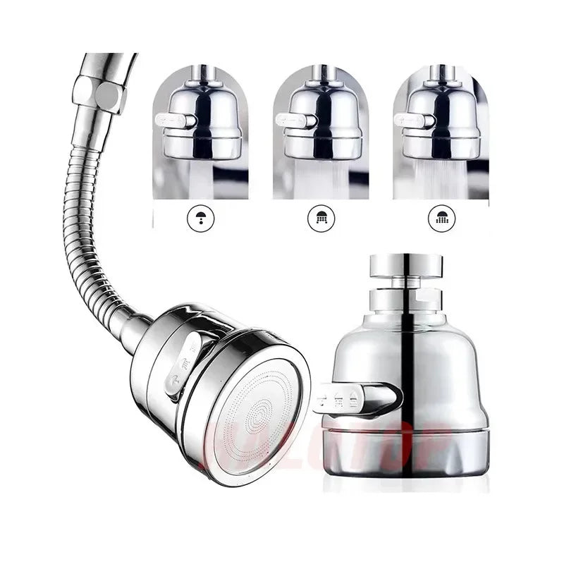 360° Rotating Faucet Aerator – 3-Mode Water Saving Sprayer