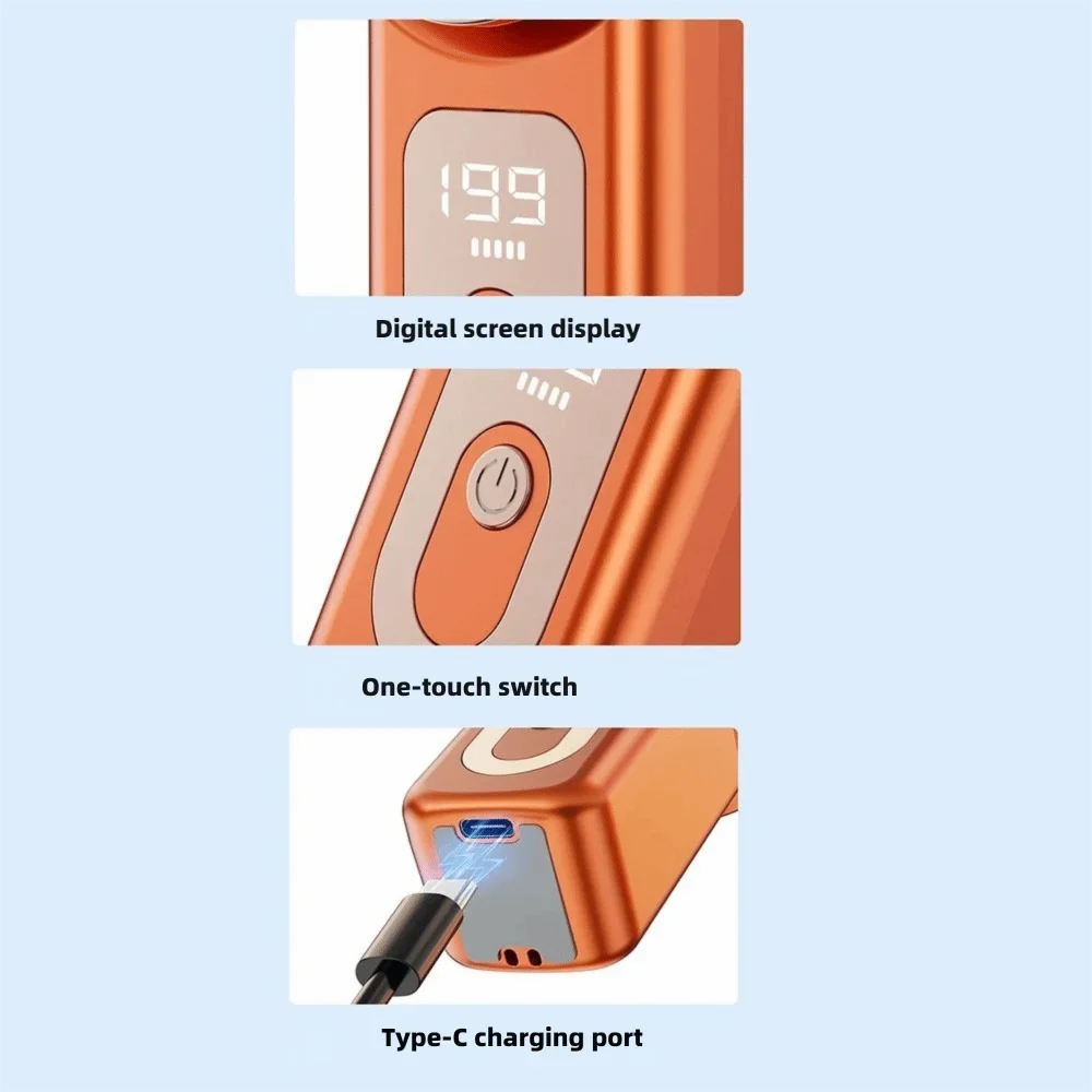 Handheld Turbo Fan 199 Speeds LED Display USB Rechargeable
