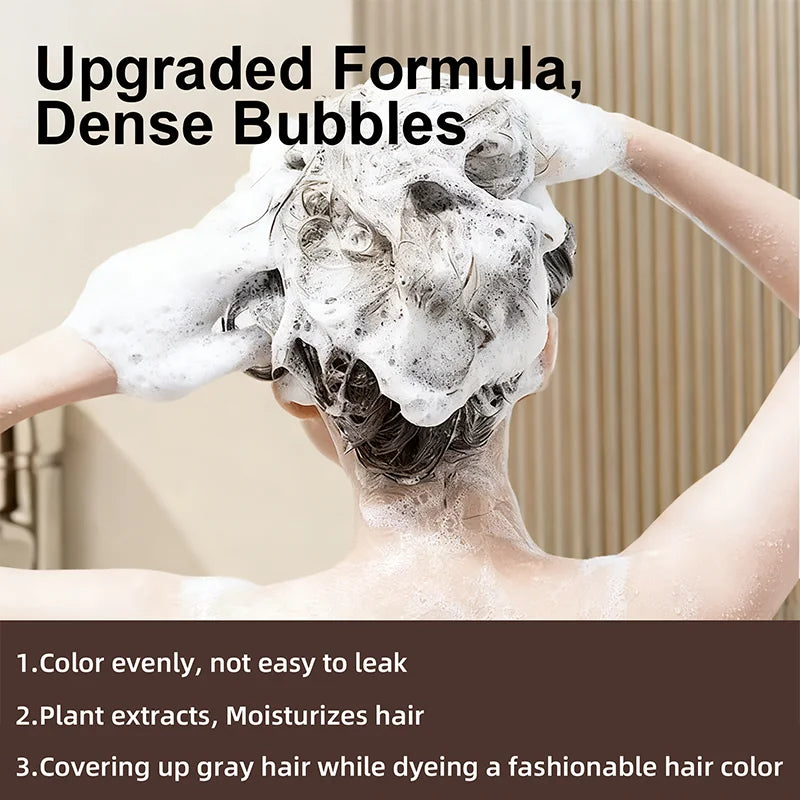 YUITIKUE Brown Hair Color Shampoo 100ml – 4-in-1 Plant Formula