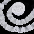White Hollow Flower Lace Trim Ribbon 42mm Wavy Edge – 15 Yards