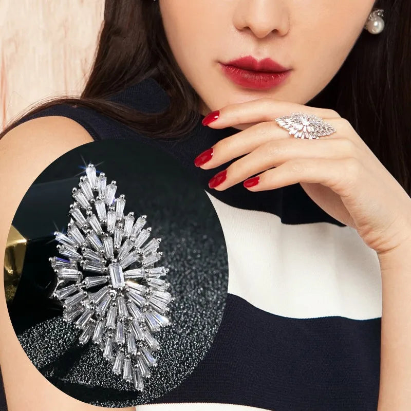 Huitan Hollow Marquise CZ Ring – Women's Wedding Band
