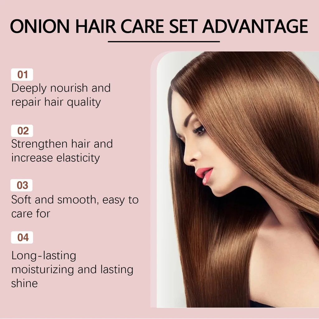 HOEGOA Onion & Rosemary Shampoo Set for Dry Frizzy Hair
