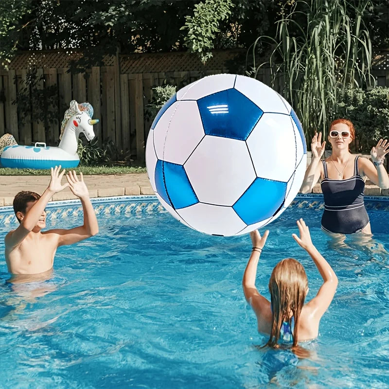 Large 4D Blue Soccer Foil Balloon Giant Round Film Birthday Gender