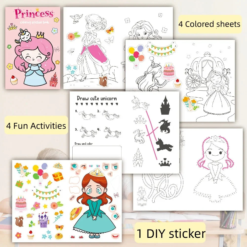 Kids Coloring Book Cartoon Doodle Art Creative Fun Holiday Party