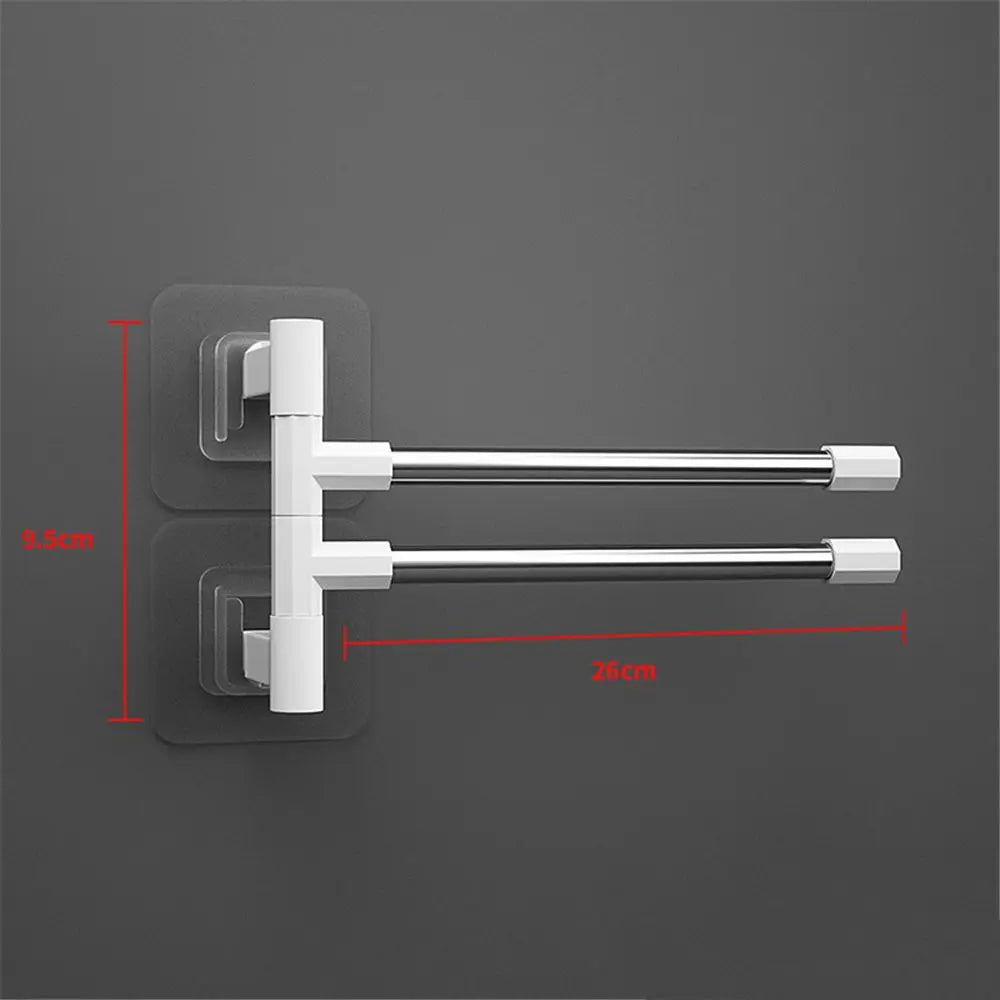 Silver Aluminum Swing Arms Towel Rack Save Space 2-8-Bar Hanger Wall