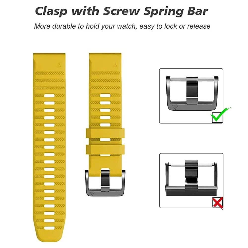 Silicone Quick Fit Band for Garmin Fenix 8/7/6/5 – 22mm & 26mm