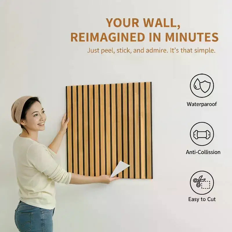 3D Slat XPE Foam Wall Panels – Self-Adhesive Sound Absorbing