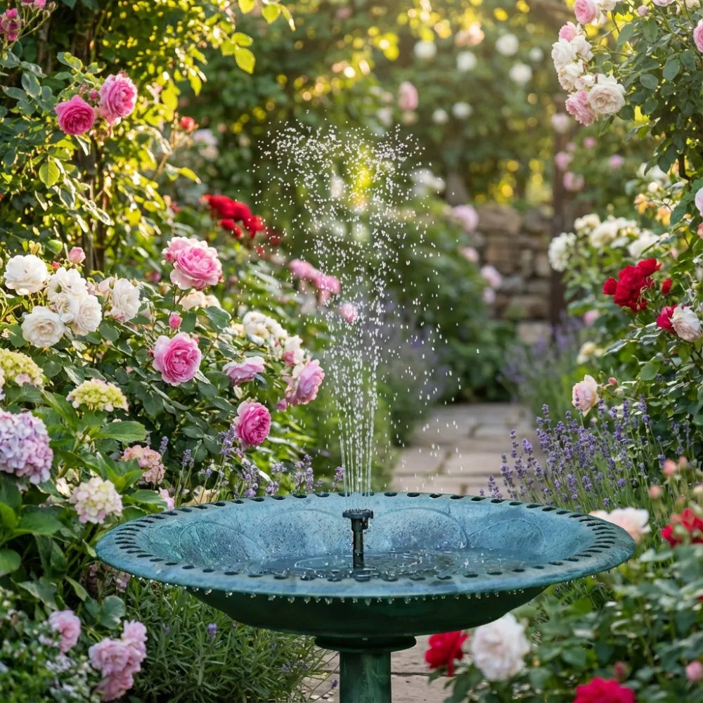 3.5W Solar Bird Bath Fountain Pump – 6 Nozzles | Garden Pond