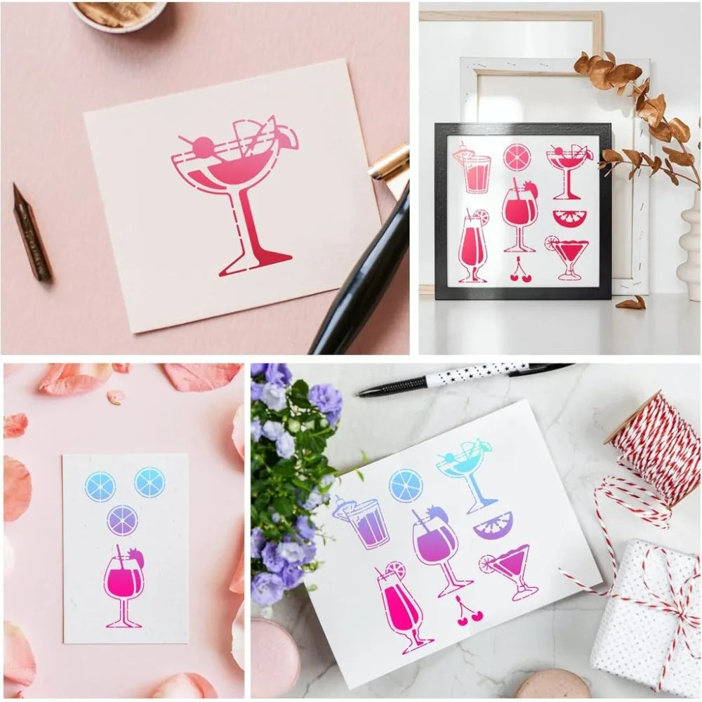 Stainless Steel Cocktail Stencils – Summer Drink & Lemon Templates
