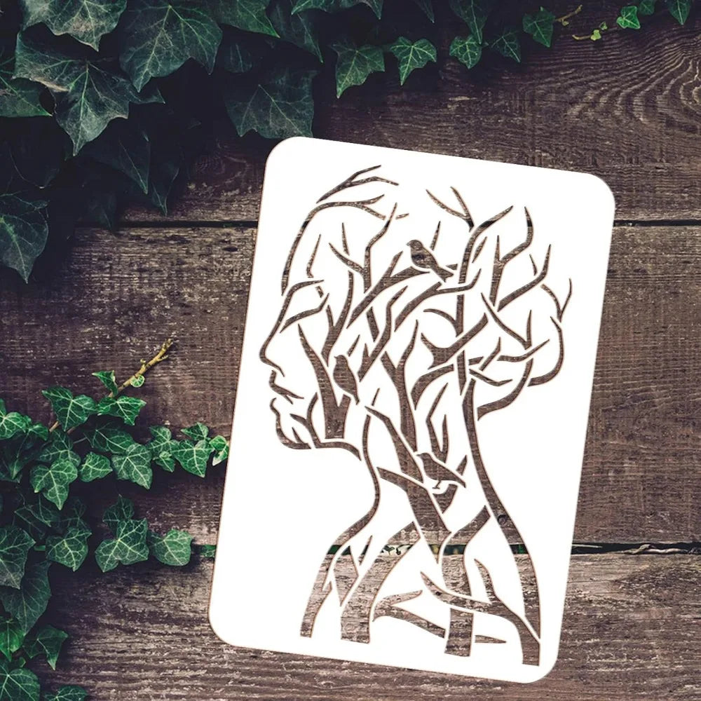 2-Pack Tree of Life Stencils – Man, Woman & Bird Branch Design