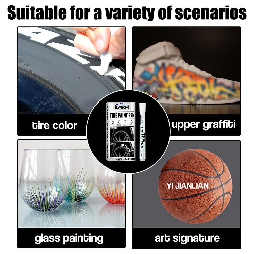White Tire Paint Marker Pens – Waterproof & Quick Dry