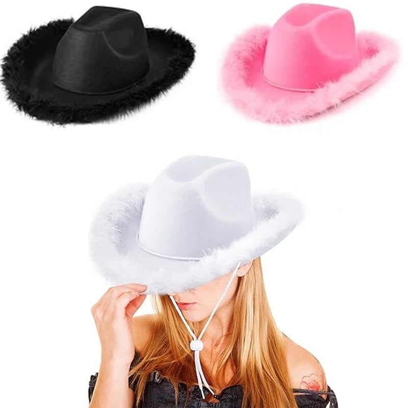 6-Pack Fluffy Cowgirl Hats – Bachelorette & Bridal Party Set