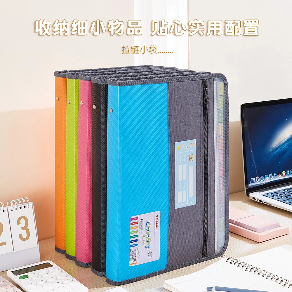 13 Pocket Accordion File Organizer with Zipper & Pencil Pouch