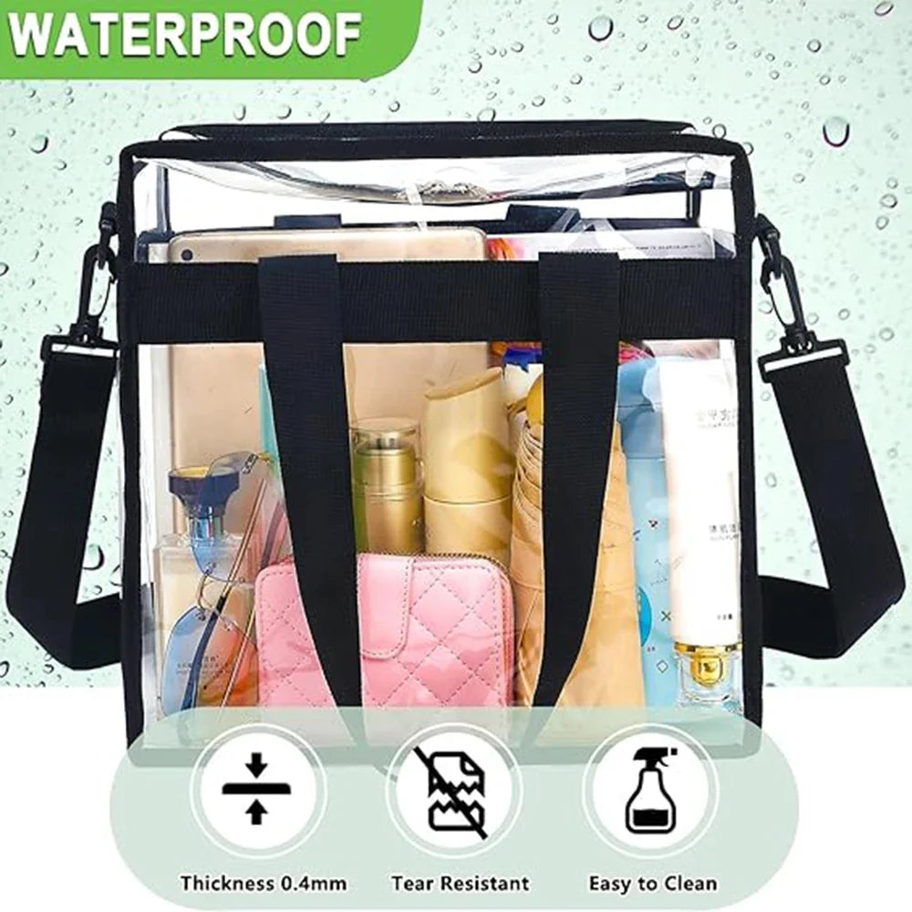 Clear PVC Tote Bag Women Large Capacity Waterproof Storage Gym