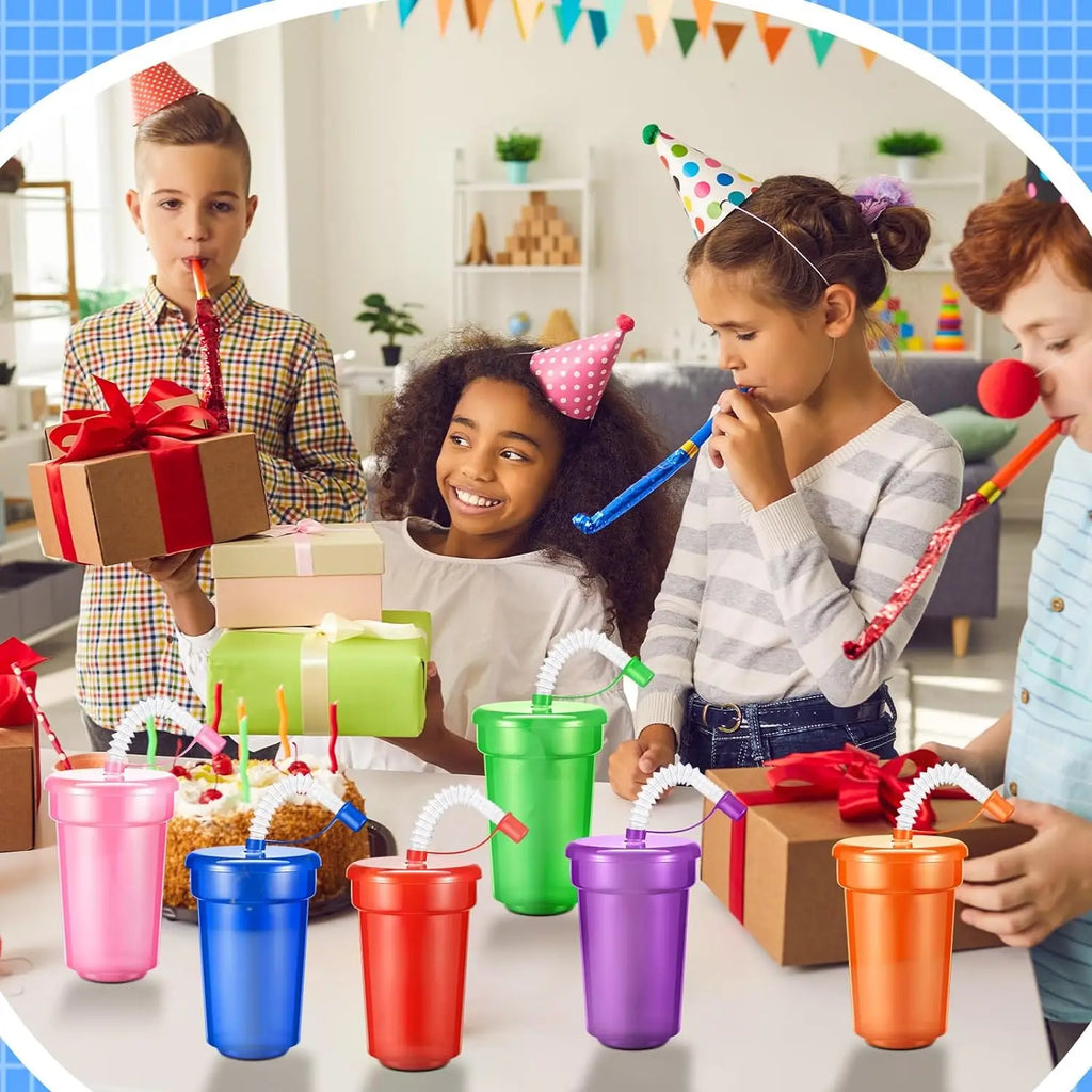 Colorful BPA-Free Straw Cups with Leak-Proof Lids | Kids & Party