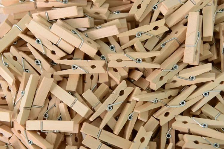 Natural Wood Mini Clothespins 50/100pc – Laundry & Craft Clips