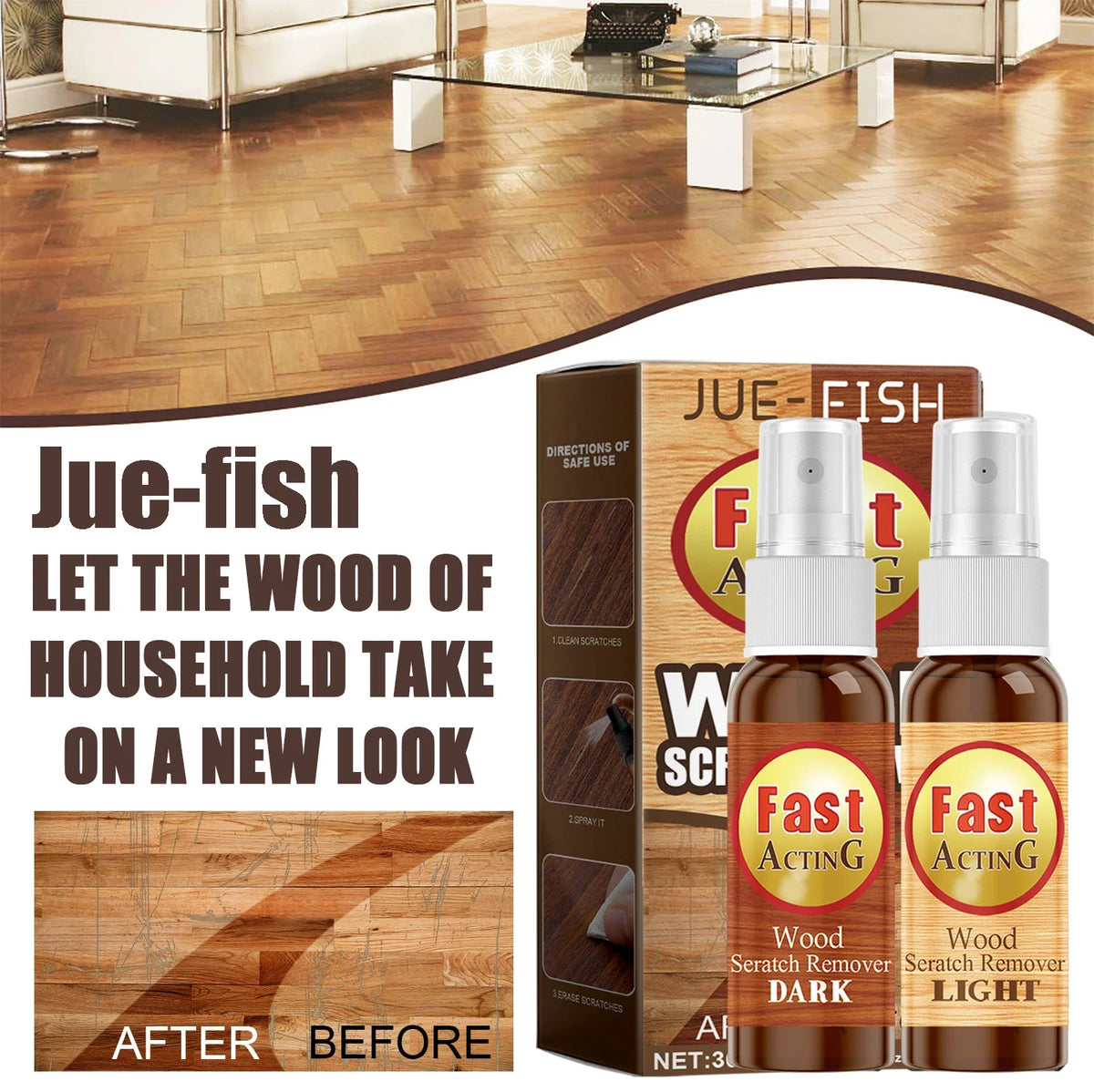 Jue-Fish Wood Floor Scratch Repair Agent | Restore & Protect