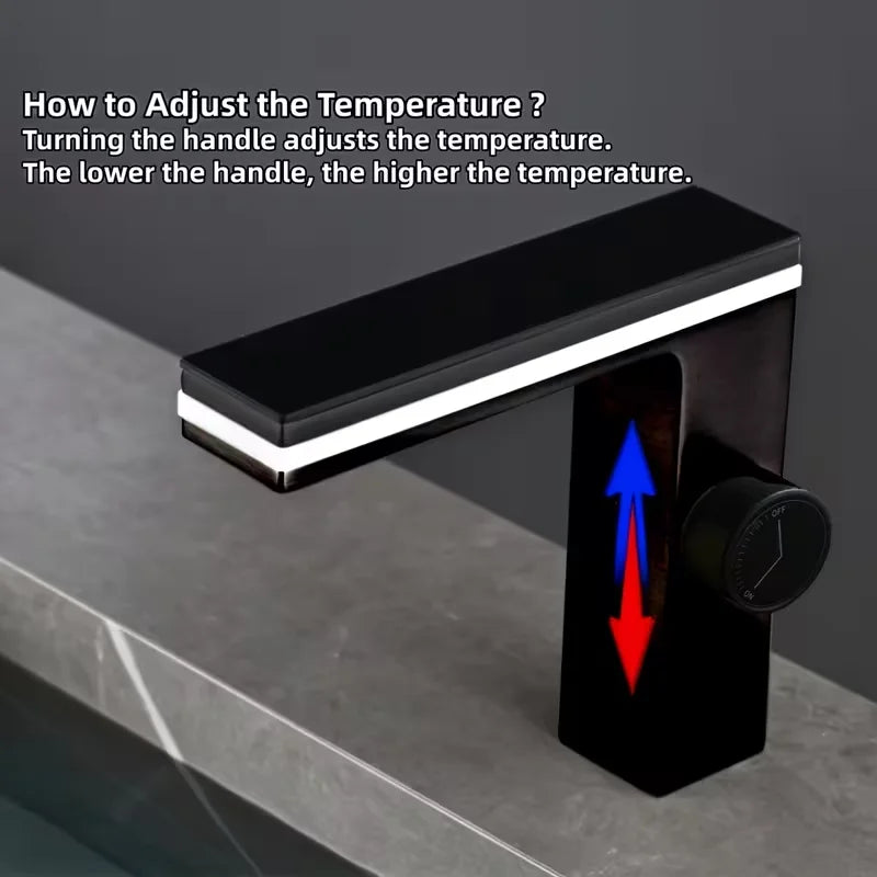 Black Bathroom Faucet with LED Digital Temperature Display