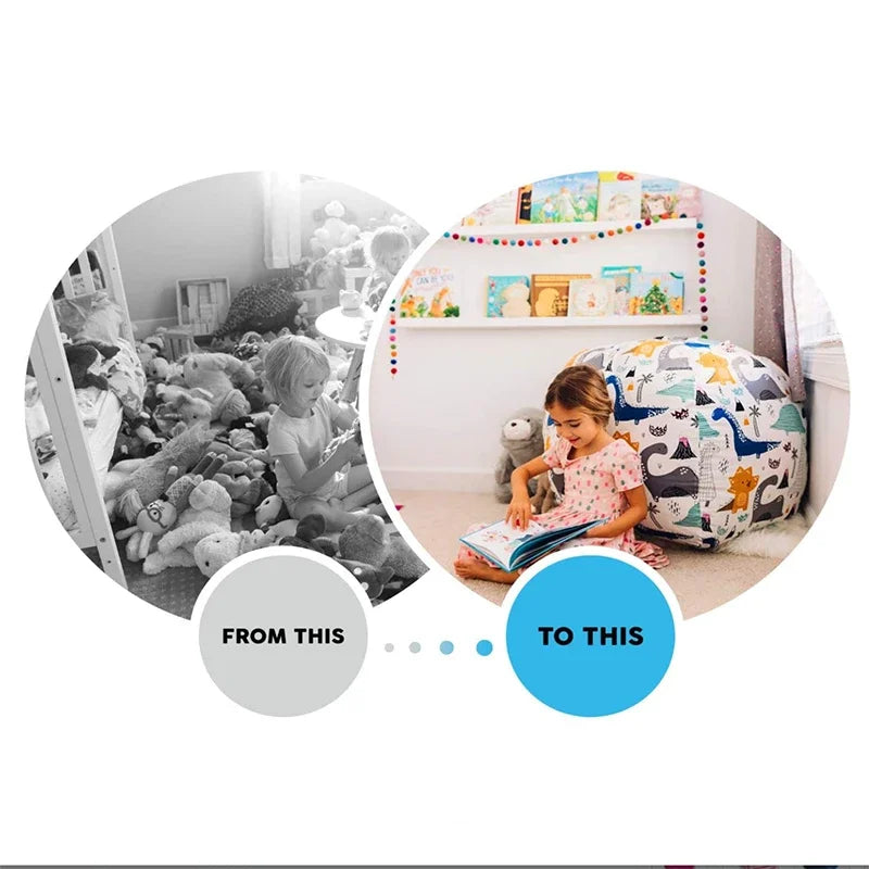 Large Canvas Bean Bag Stuffed Animal Toy Storage Organizer