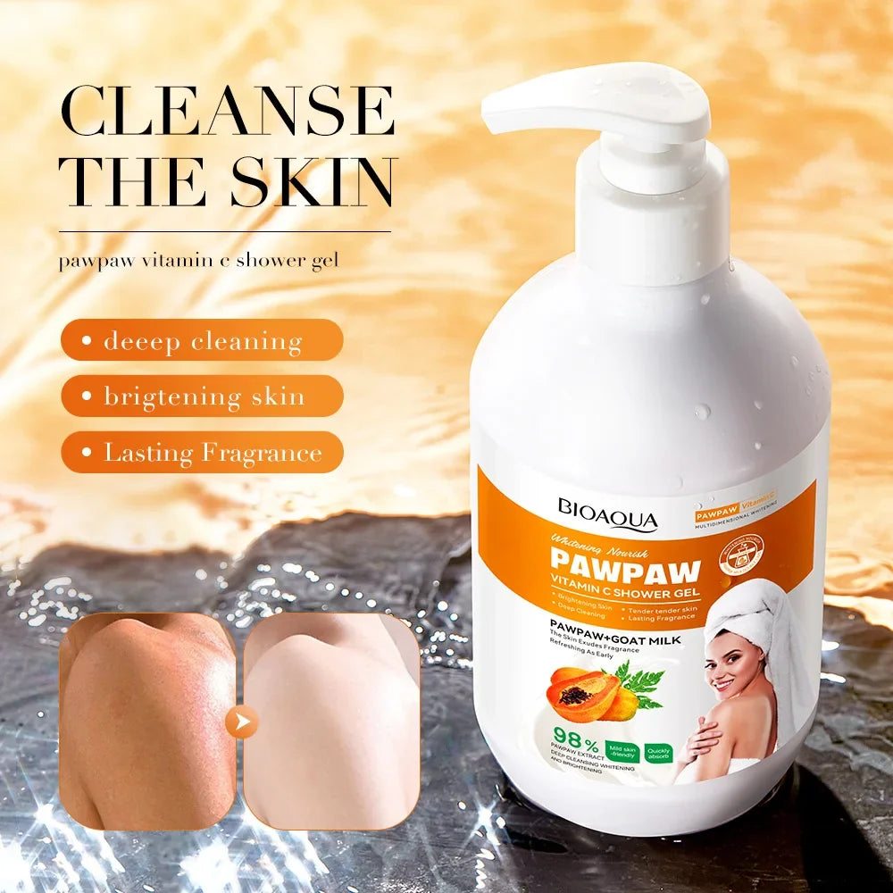SADOER Papaya Vitamin C Body Wash & Bath Salt Set 480ml