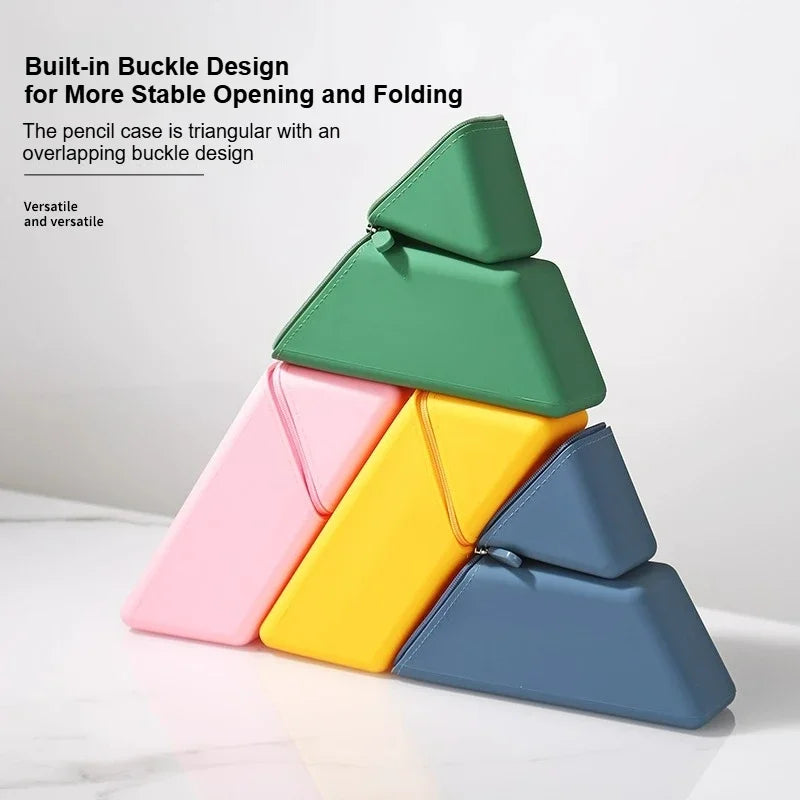 Silicone Pencil Case Large Capacity Triangular Stand-Up Pen Holder