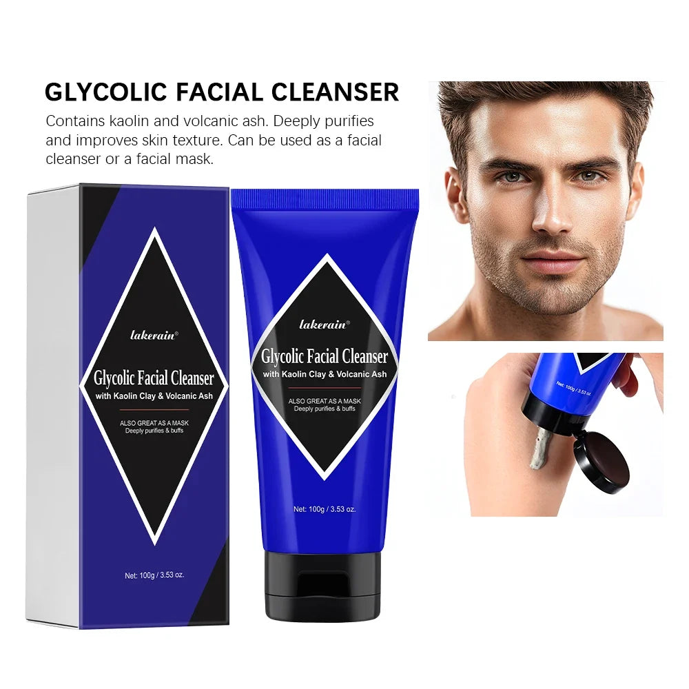 Glycolic Acid Clay Cleanser Deep Cleansing Face Wash 2-In-1 Mask
