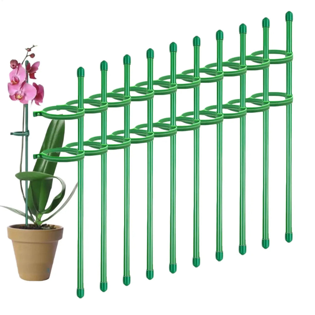 10-Pack Adjustable Plant Support Stakes with Clips – 45cm