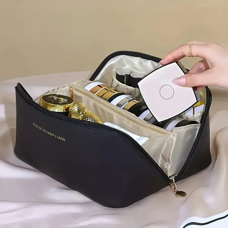 Large Waterproof Travel Makeup Bag with Divider & Handle
