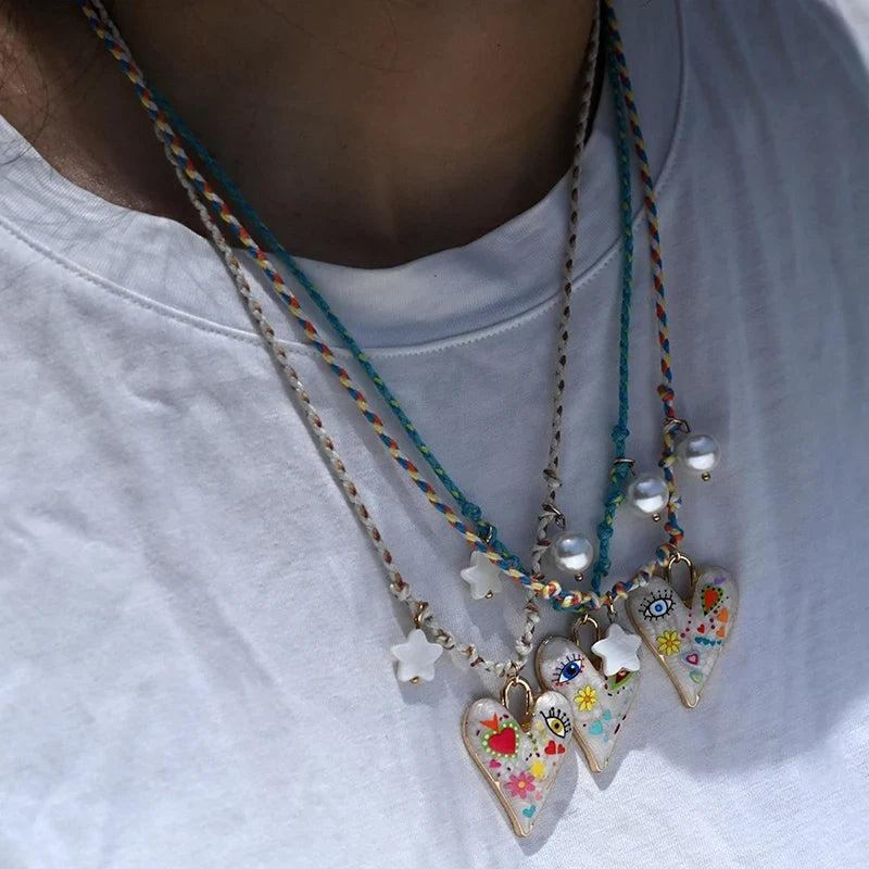 Handmade Knotted Rope Heart Pendant Necklace for Women