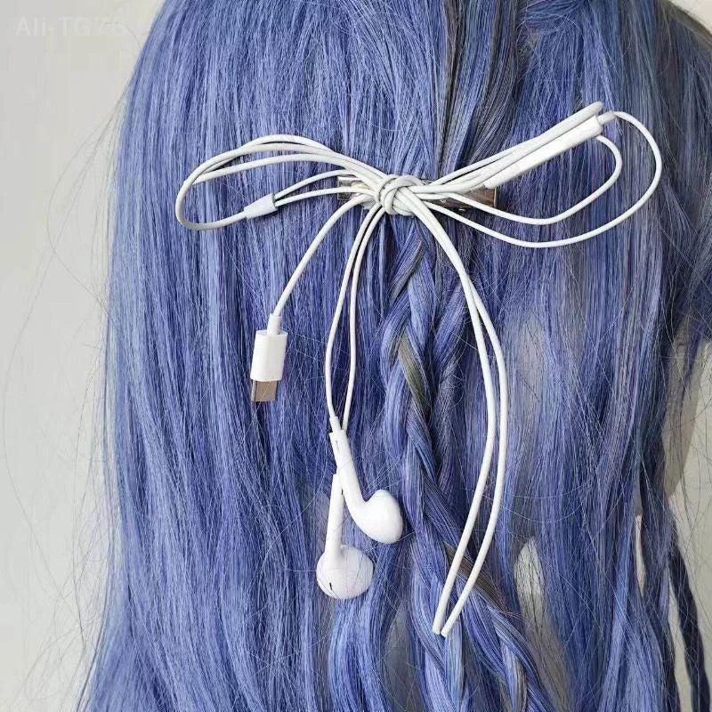 Y2K Headphone Bow Hair Clip | Punk Style for Women & Girls