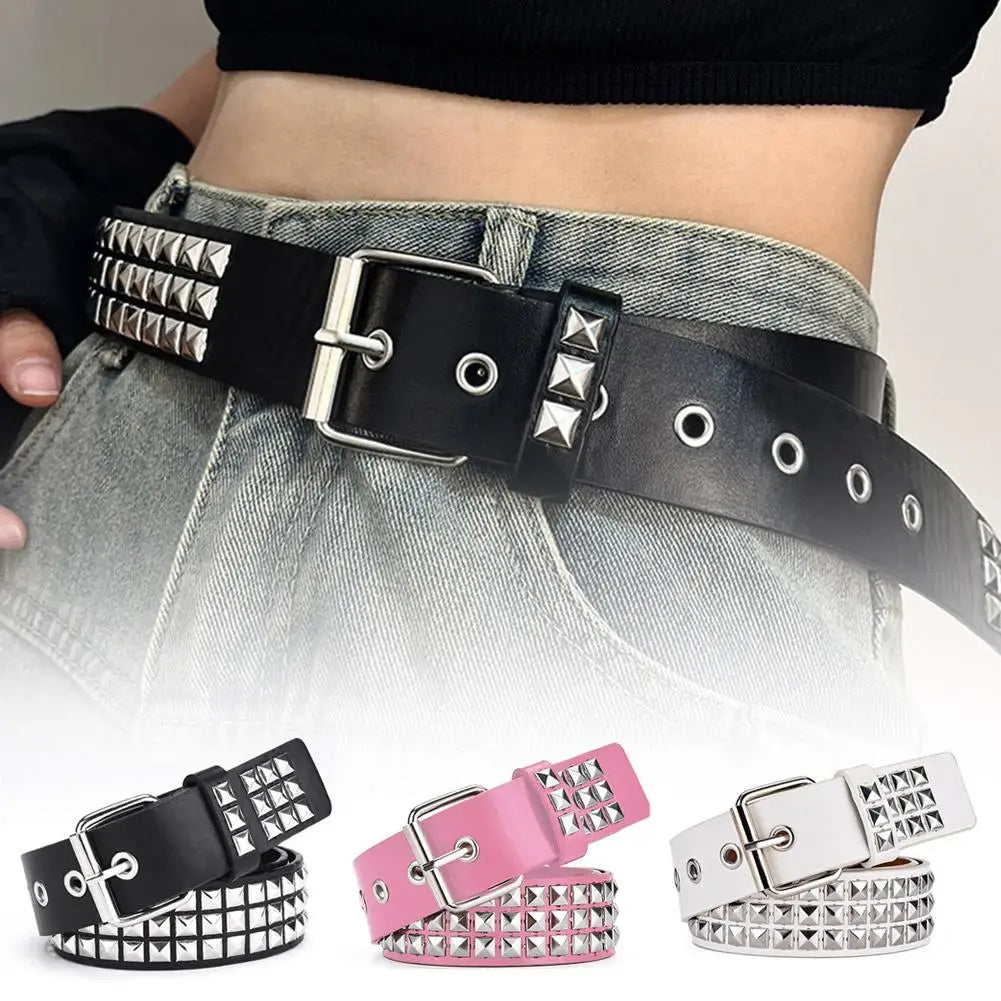 Women's Gothic Punk Studded PU Belt – Rivet Waist Cincher