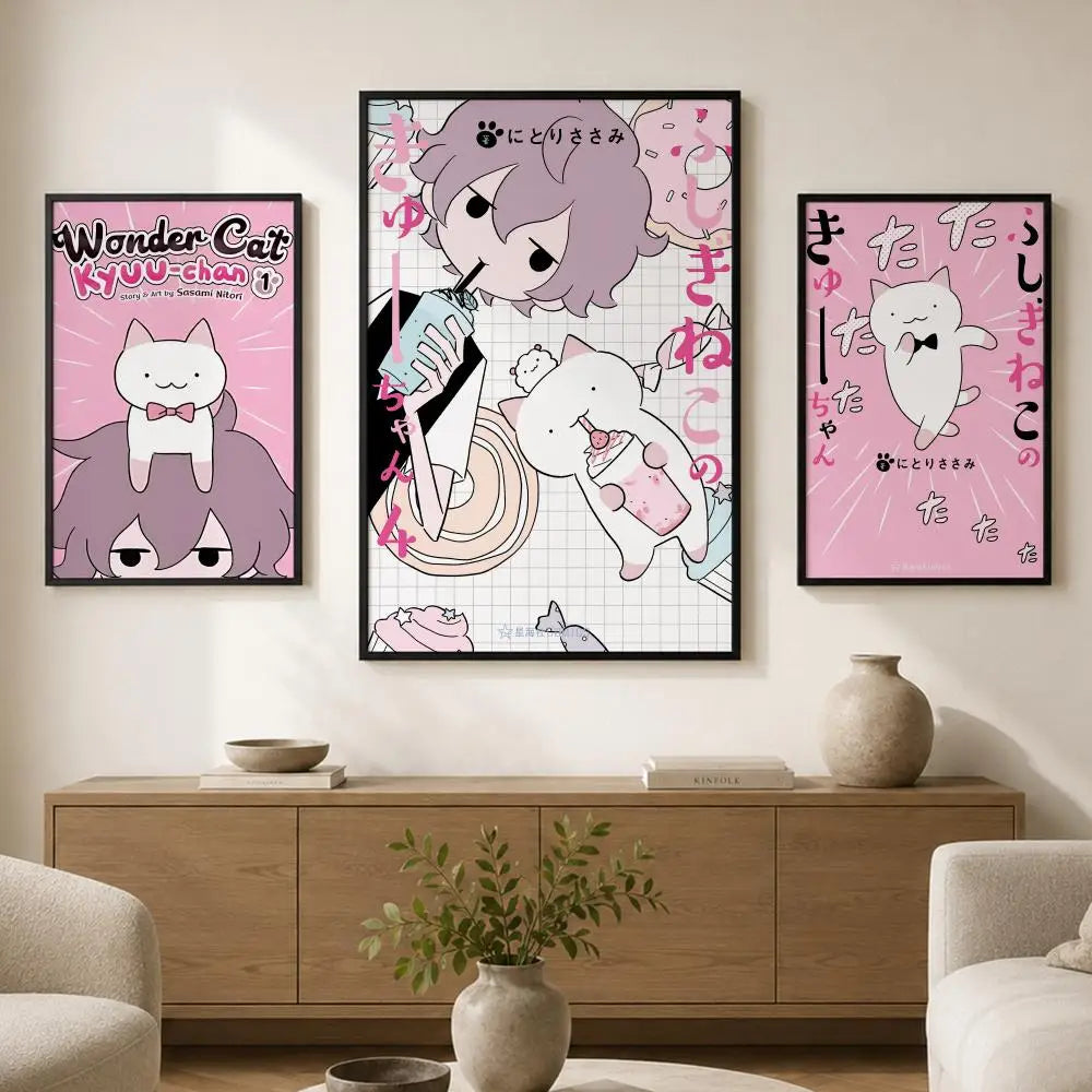 Wonder Cat Kyuu-chan PVC Peel-and-Stick HD Wall Poster