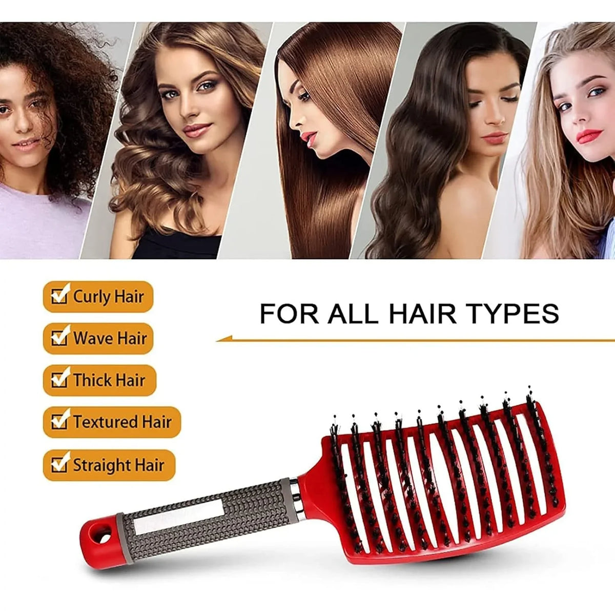 Nylon Bristle Massage Comb for Wet & Curly Hair Styling