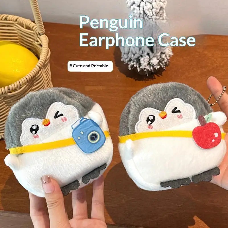 Fluffy Plush Penguin Coin Purse – Cute Mini Keychain Wallet